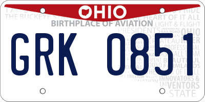 OH license plate GRK0851