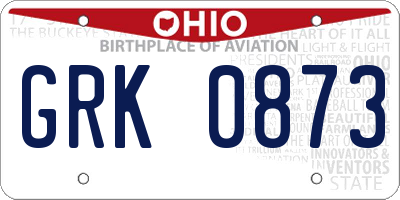 OH license plate GRK0873