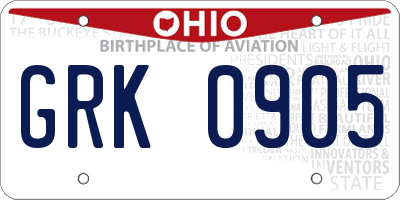 OH license plate GRK0905