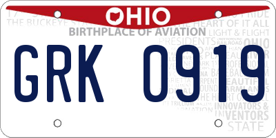OH license plate GRK0919