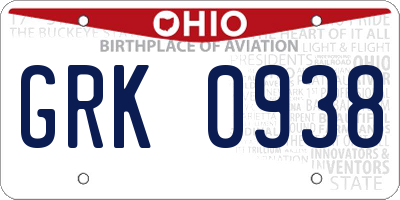 OH license plate GRK0938