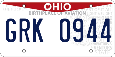 OH license plate GRK0944