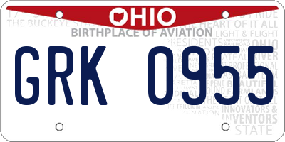 OH license plate GRK0955