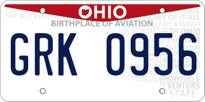 OH license plate GRK0956