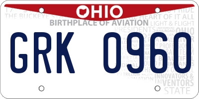 OH license plate GRK0960