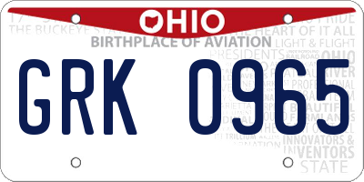 OH license plate GRK0965