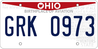 OH license plate GRK0973