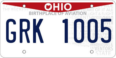 OH license plate GRK1005