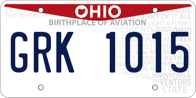 OH license plate GRK1015