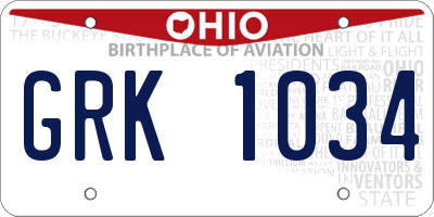 OH license plate GRK1034