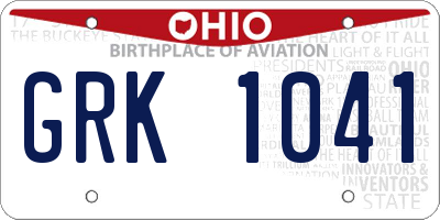 OH license plate GRK1041
