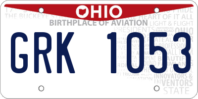OH license plate GRK1053