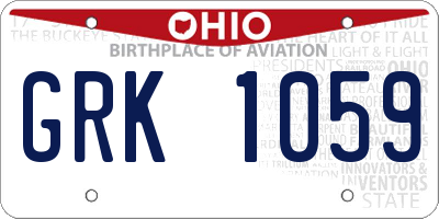 OH license plate GRK1059