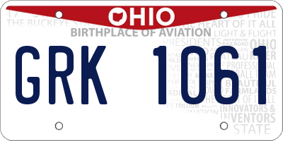 OH license plate GRK1061