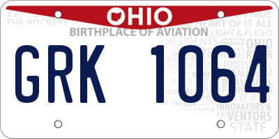 OH license plate GRK1064