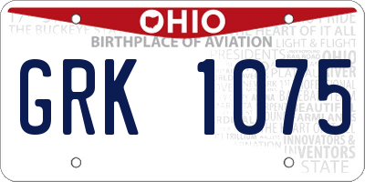 OH license plate GRK1075
