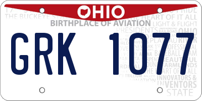 OH license plate GRK1077