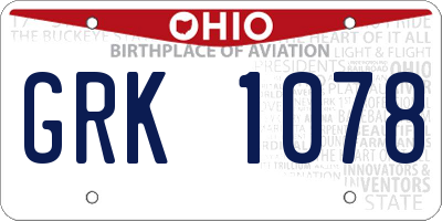OH license plate GRK1078