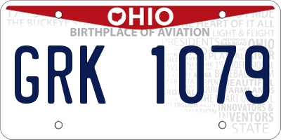OH license plate GRK1079