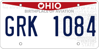 OH license plate GRK1084