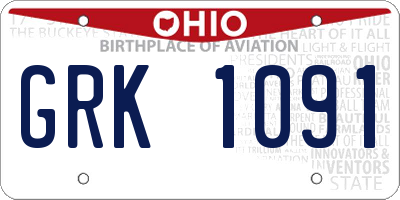 OH license plate GRK1091