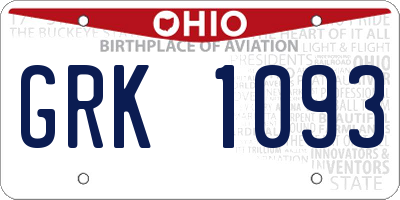 OH license plate GRK1093