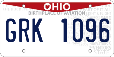 OH license plate GRK1096