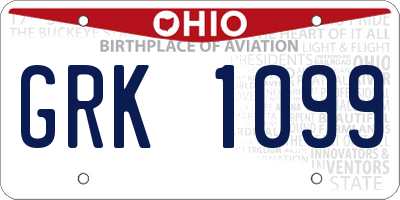 OH license plate GRK1099