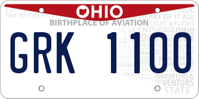 OH license plate GRK1100