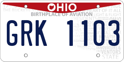 OH license plate GRK1103