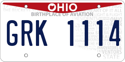 OH license plate GRK1114