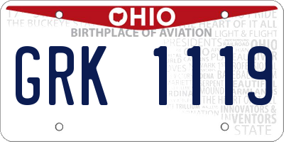OH license plate GRK1119