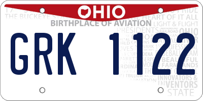 OH license plate GRK1122