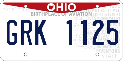 OH license plate GRK1125