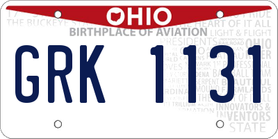 OH license plate GRK1131
