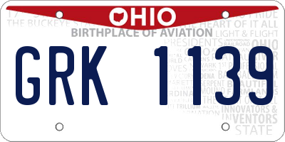 OH license plate GRK1139