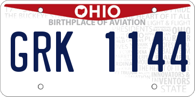 OH license plate GRK1144