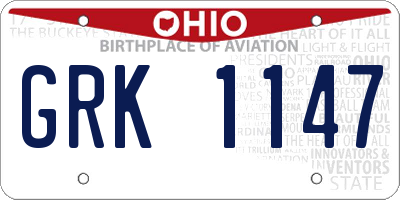 OH license plate GRK1147