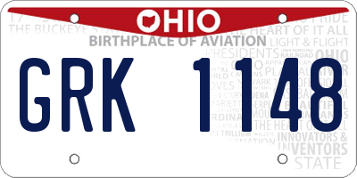 OH license plate GRK1148