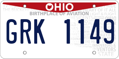 OH license plate GRK1149