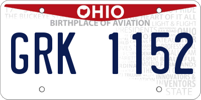 OH license plate GRK1152