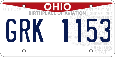 OH license plate GRK1153