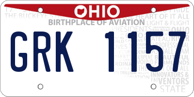 OH license plate GRK1157