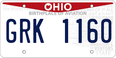 OH license plate GRK1160