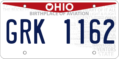 OH license plate GRK1162