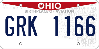OH license plate GRK1166