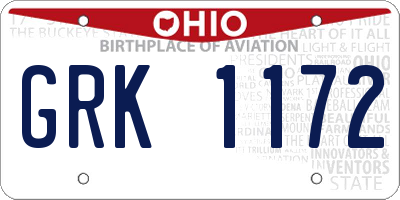 OH license plate GRK1172
