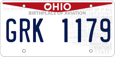 OH license plate GRK1179
