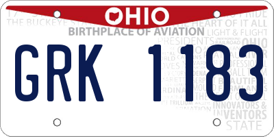 OH license plate GRK1183