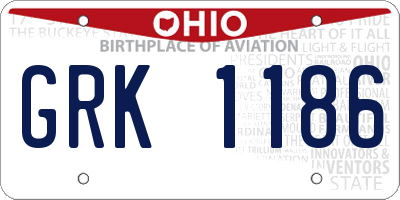 OH license plate GRK1186
